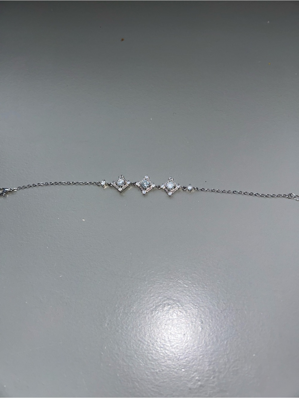 Delicate Silver Moissanite Station Bracelet - Sparkling White